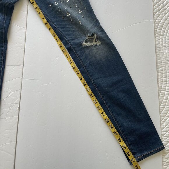Abercrombie & Fitch Jeans Womens Size 4/27 Dark Wash Skinny Embellished Spring - Picture 10 of 11